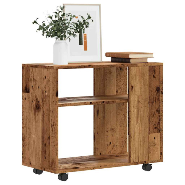 Mesa auxiliar de madera contrachapada envejecida 70x35x55 cm