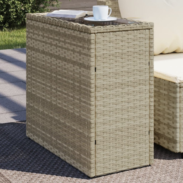 Mesa auxiliar jardín tapa vidrio ratán gris claro 58x27.5x55 cm