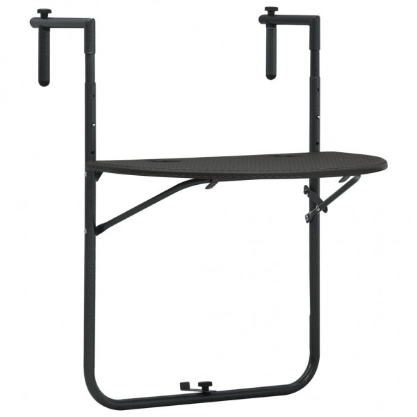 Mesa balcón colgante plástico aspecto ratán marrón 60x64x83.5cm