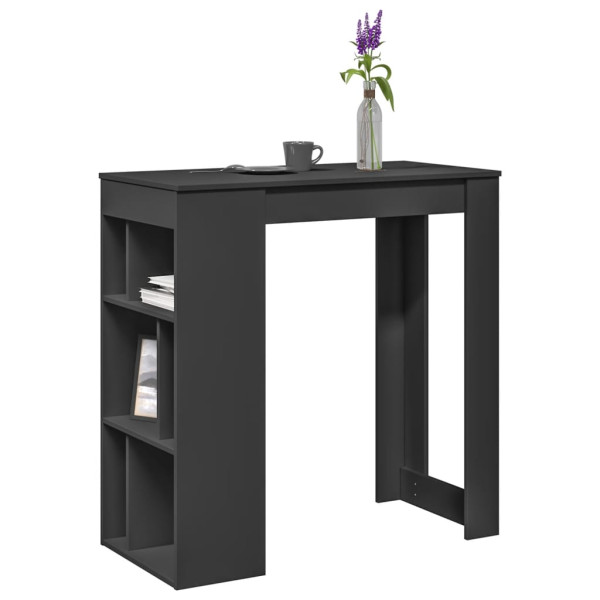 Mesa bar con estantes madera ingeniería negro 102x50x103.5 cm