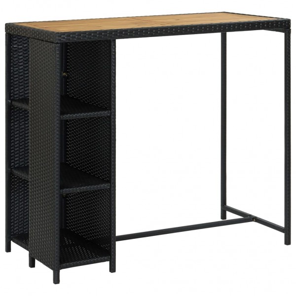 Mesa bar estante almacenaje 120x60x110 cm ratán sintético negro