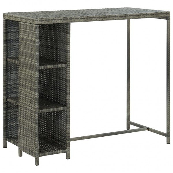 Mesa bar estante almacenaje 120x60x110cm ratán sintético gris
