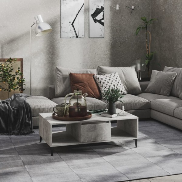 Mesa centro madera contrachapada gris hormigón 103.5x60x35 cm
