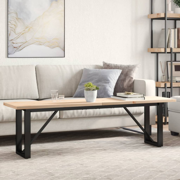 Mesa centro marco O madera maciza pino y hierro 160x40x45.5 cm