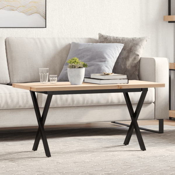 Mesa centro marco X madera maciza pino y hierro 100x50x45.5 cm