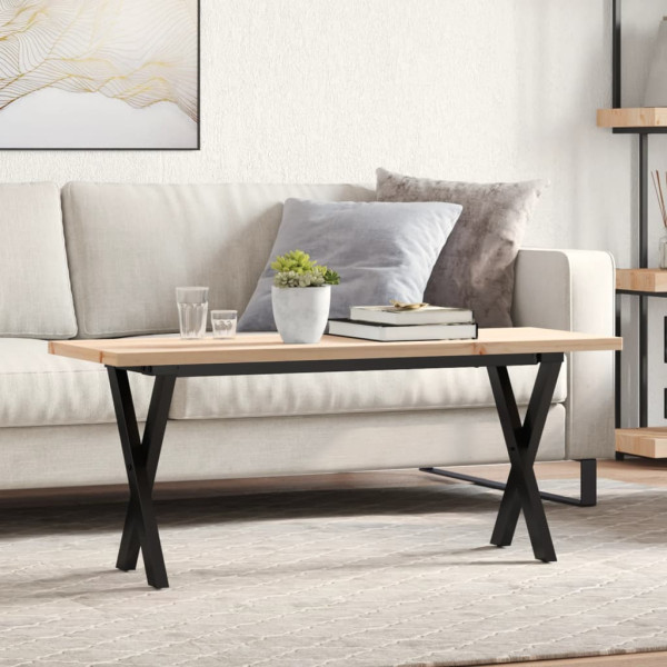 Mesa centro marco X madera maciza pino y hierro 110x40x45.5 cm
