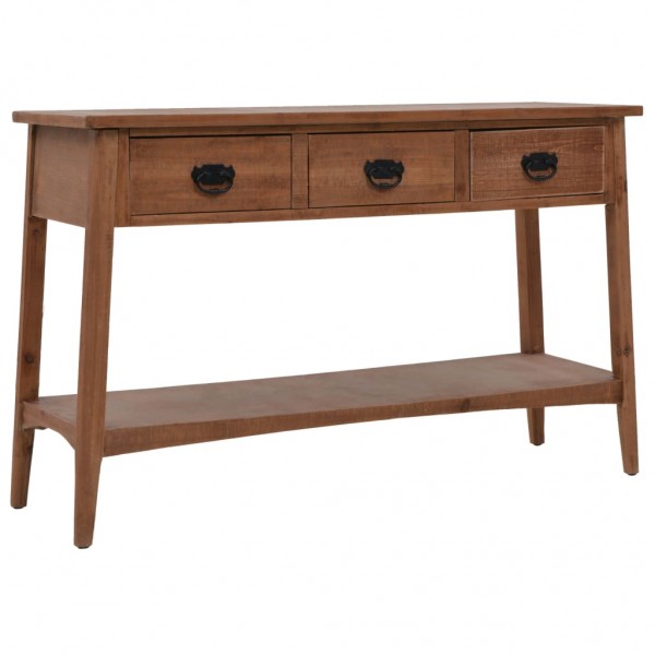 Mesa consola de madera de abeto maciza marrón 126x40x77.5 cm