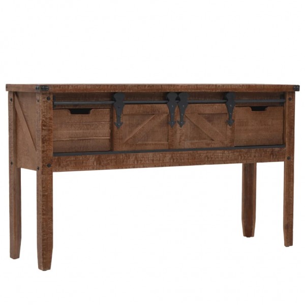 Mesa consola de madera de abeto maciza marrón 131x35.5x75 cm