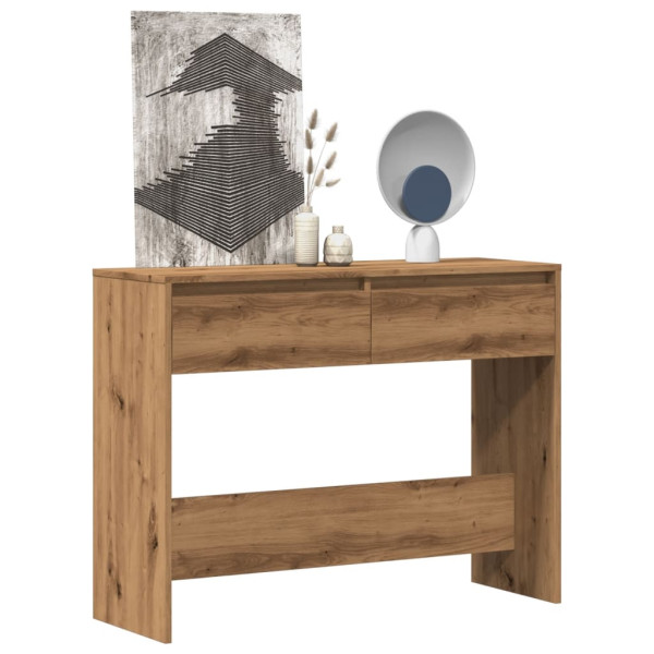 Mesa consola madera ingeniería roble artesanal 100x35x76.5 cm