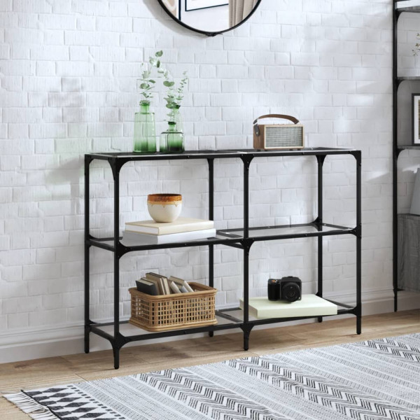 Mesa consola superficie vidrio transparente acero 118.5x30x81cm