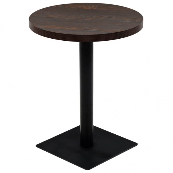 Mesa de bar bistró MDF y acero redonda fresno oscuro 60x75 cm