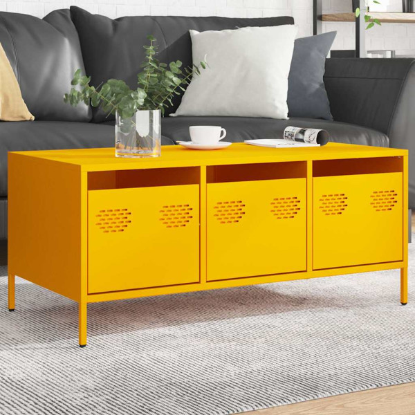 Mesa de centro acero laminado en frío amarillo 101.5x50x43.5 cm