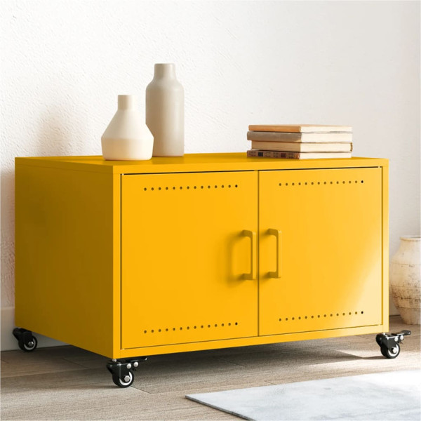 Mesa de centro acero laminado en frío amarillo 68x50x43.5 cm