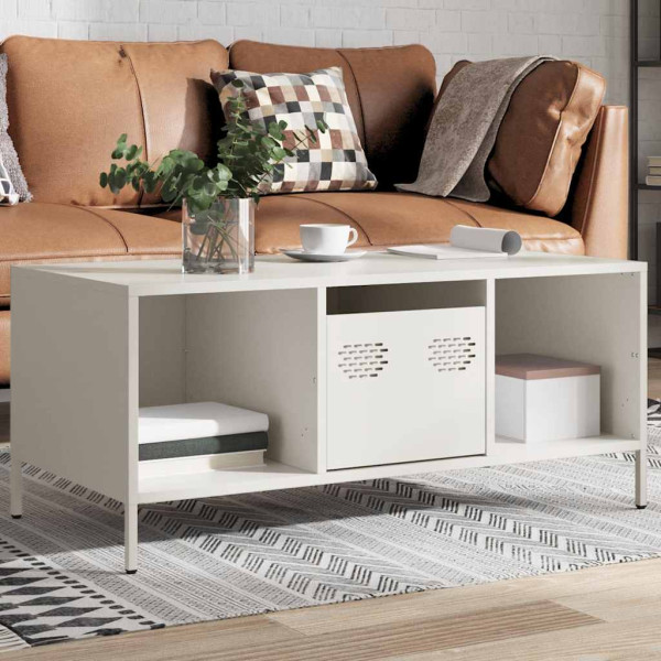 Mesa de centro acero laminado en frío blanco 101.5x50x43.5 cm