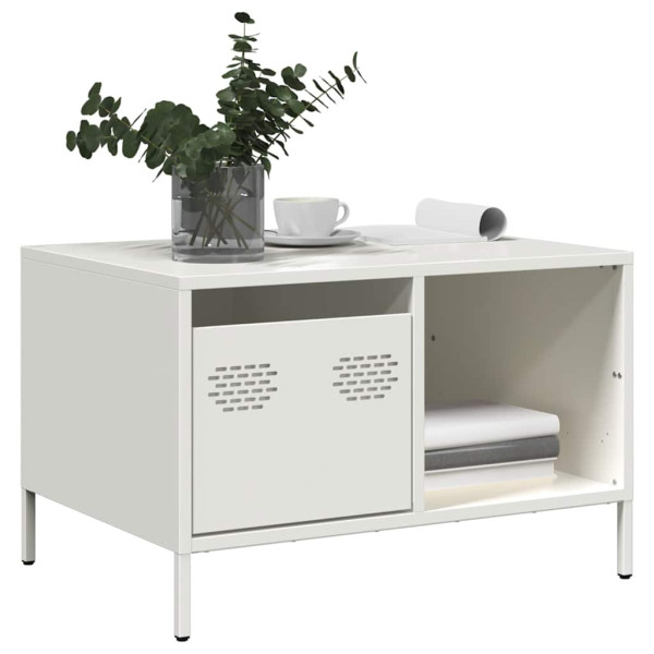 Mesa de centro acero laminado en frío blanco 68.5x50x43.5 cm