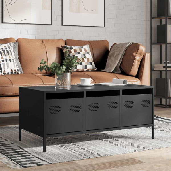 Mesa de centro acero laminado en frío negro 101.5x50x43.5 cm