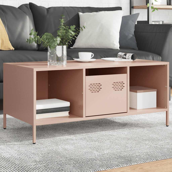 Mesa de centro acero laminado en frío rosa 101.5x50x43.5 cm