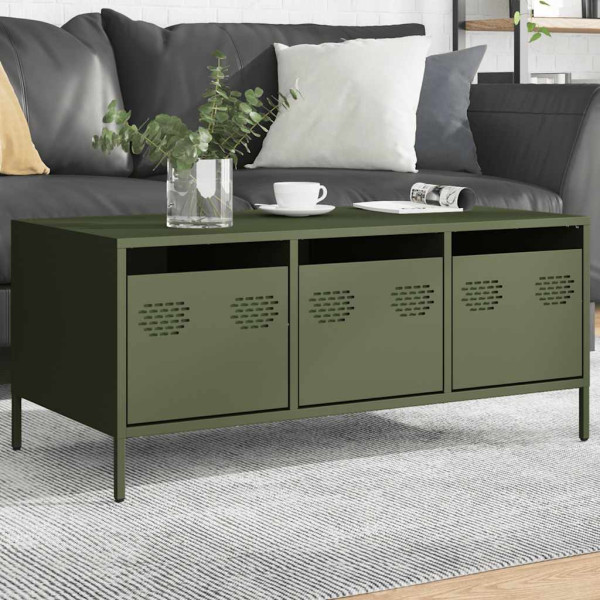 Mesa de centro acero laminado frío verde oliva 101.5x50x43.5 cm