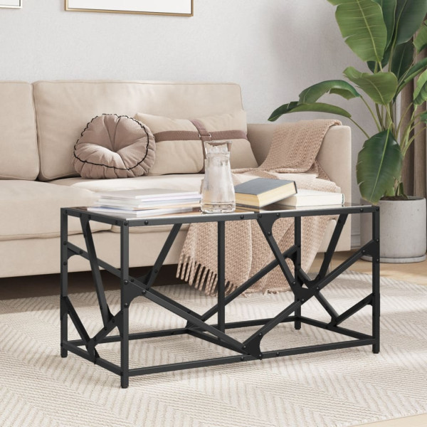 Mesa de centro acero superficie de vidrio negra 78.5x40x41cm