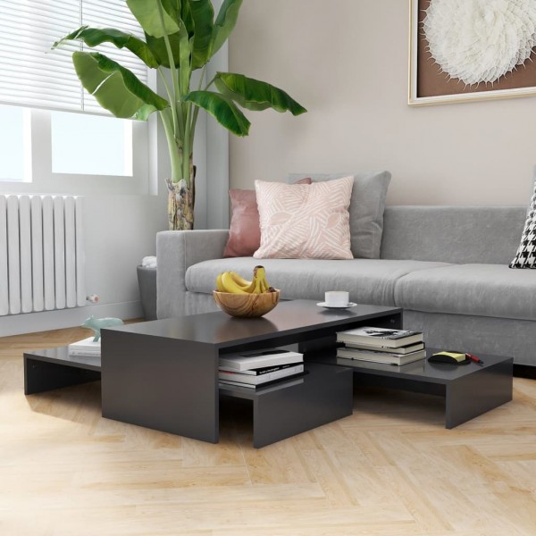 Mesa de centro apilable contrachapada gris 100x100x26.5 cm