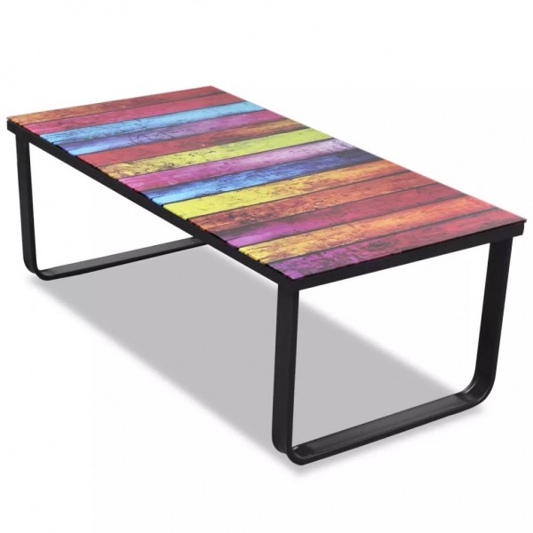 Mesa de centro con superficie con impresión de arcoiris