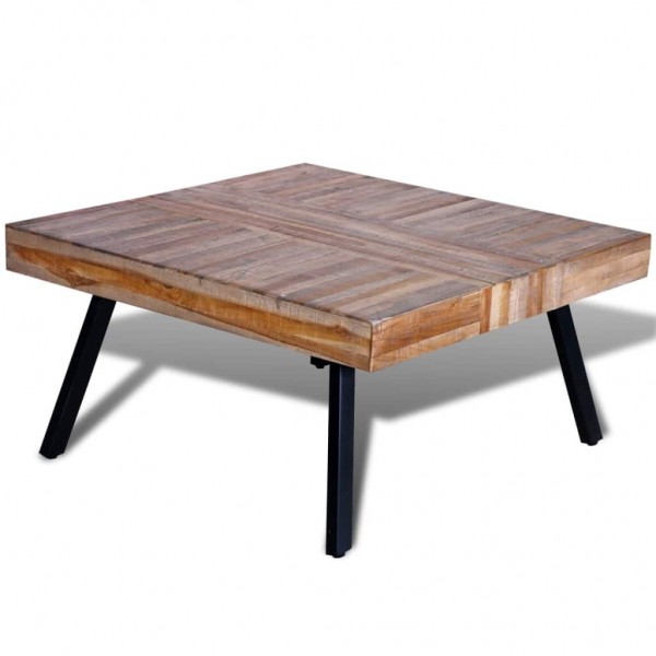 Mesa de centro cuadrada de madera de teca reciclada