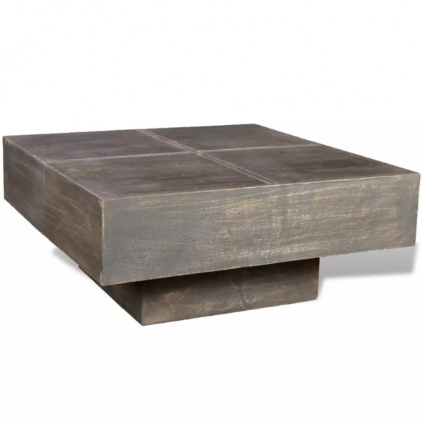 Mesa de centro cuadrada de madera maciza de mango marrón