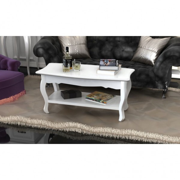 Mesa de centro de 2 niveles de MDF blanca