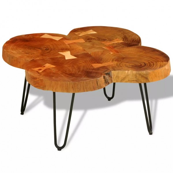 Mesa de centro de 4 troncos madera maciza de sheesham 35 cm