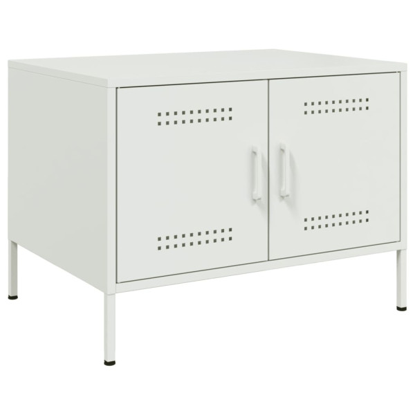 Mesa de centro de acero laminado en frío blanco 68x50x50.5 cm