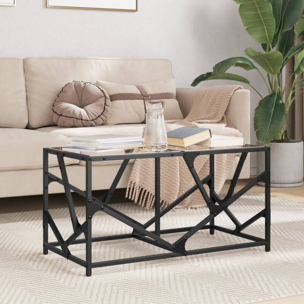 Mesa de centro de acero y tapa vidrio transparente 78.5x40x41cm