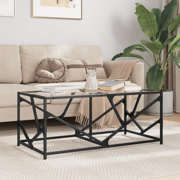 Mesa de centro de acero y tapa vidrio transparente 98.5x50x41cm