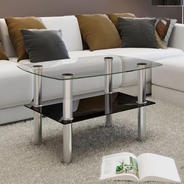 Mesa de centro de dos niveles vidrio