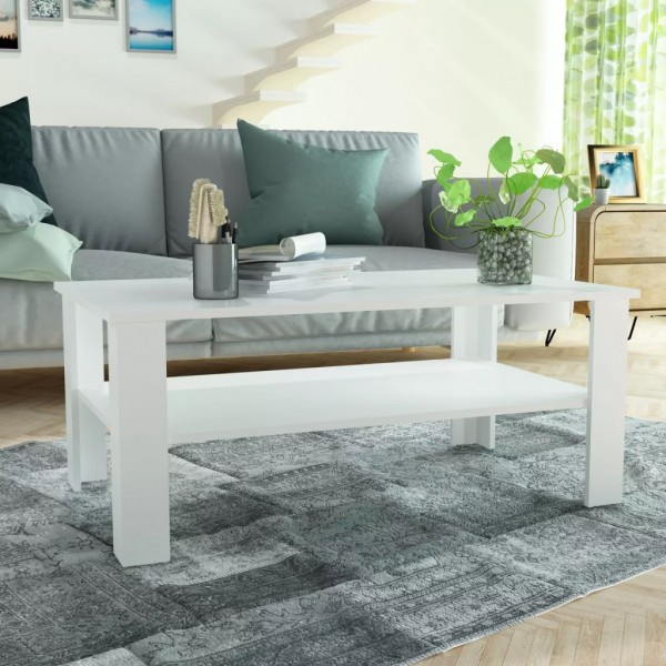 Mesa de centro de madera aglomerada 100x59x42 cm blanca