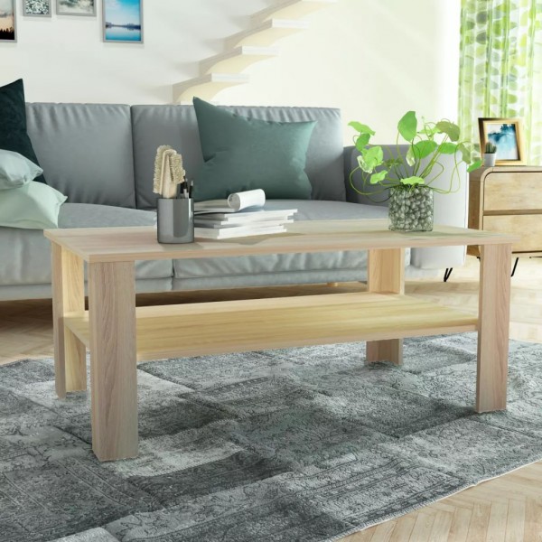 Mesa de centro de madera aglomerada 100x59x42 cm color roble