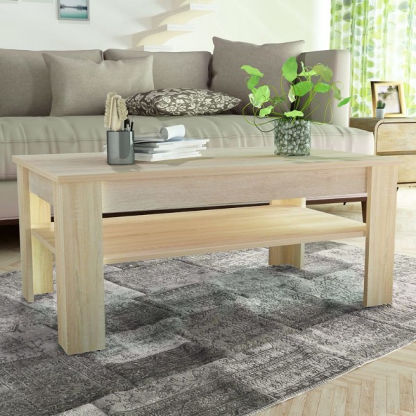Mesa de centro de madera aglomerada 110x65x48 cm color roble