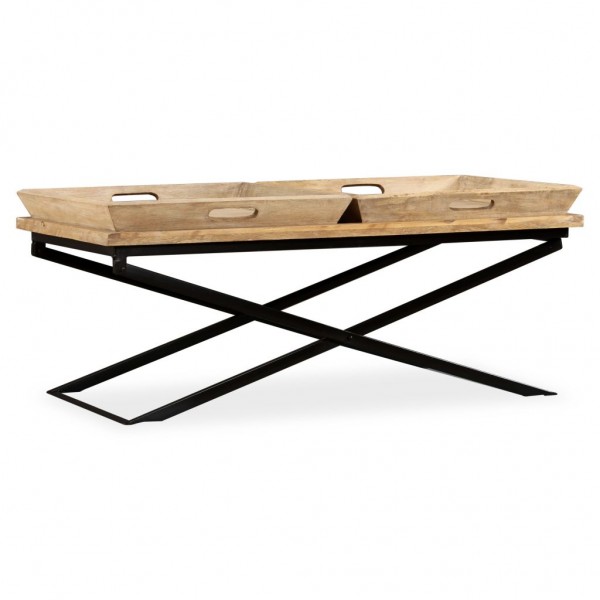 Mesa de centro de madera de mango maciza 110x55x42 cm