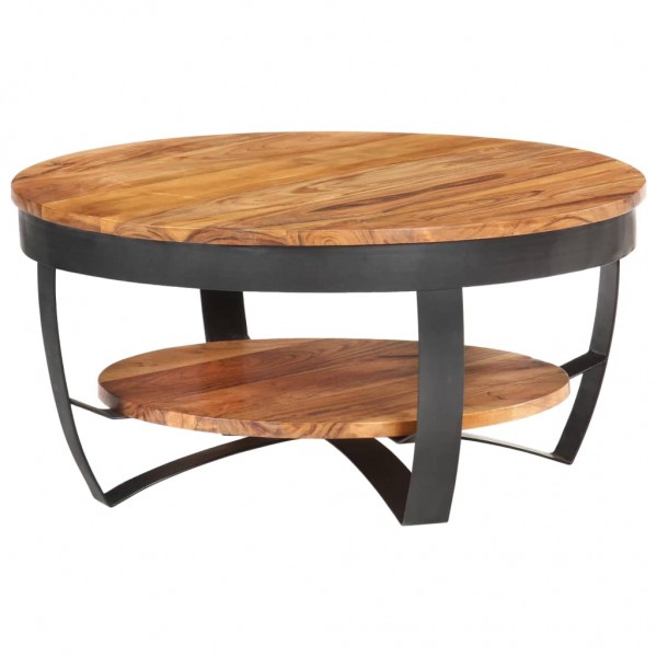 Mesa de centro de madera maciza de acacia 65x65x32 cm