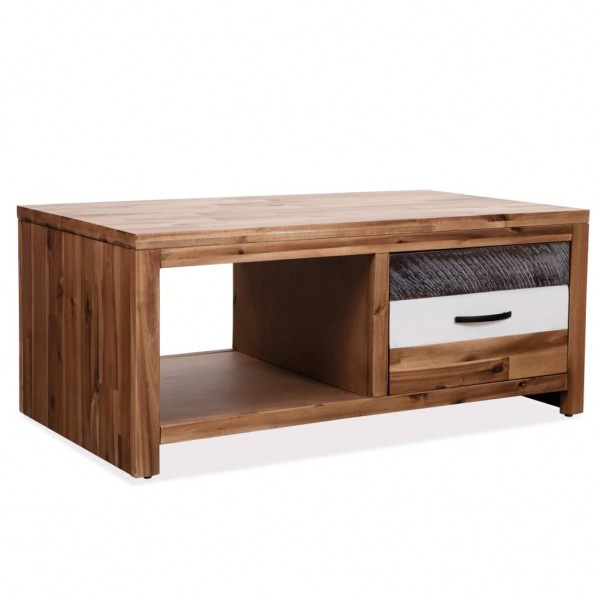 Mesa de centro de madera maciza de acacia 90x50x37.5 cm