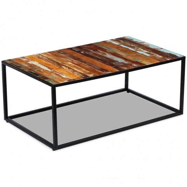 Mesa de centro de madera maciza reciclada 100x60x40 cm
