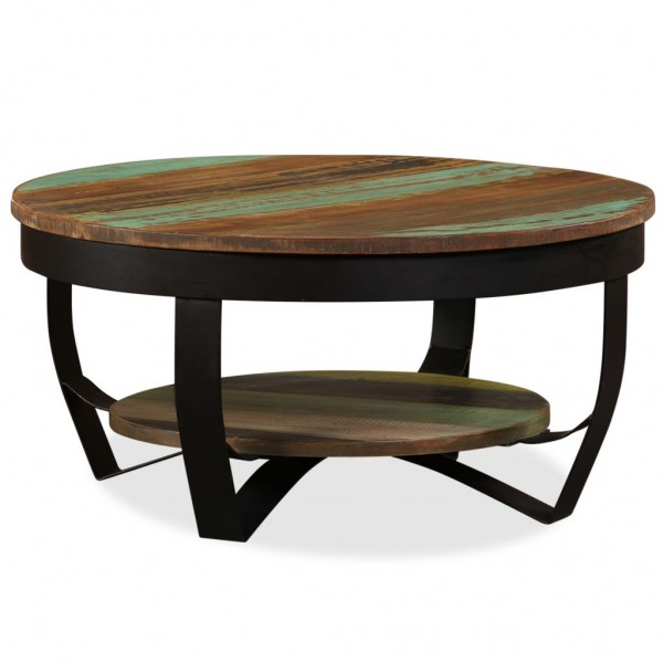 Mesa de centro de madera maciza reciclada 65x32 cm