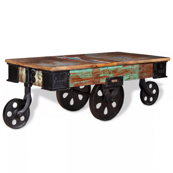 Mesa de centro de madera reciclada 90x45x35 cm