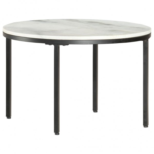 Mesa de centro de mármol macizo auténtico blanco y negro Ø65 cm
