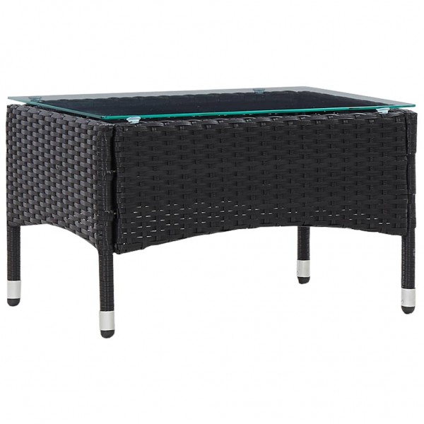 Mesa de centro de ratán sintético negro 60x40x36 cm