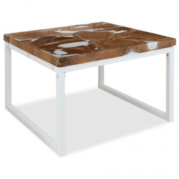 Mesa de centro de teca y resina 60x60x40 cm