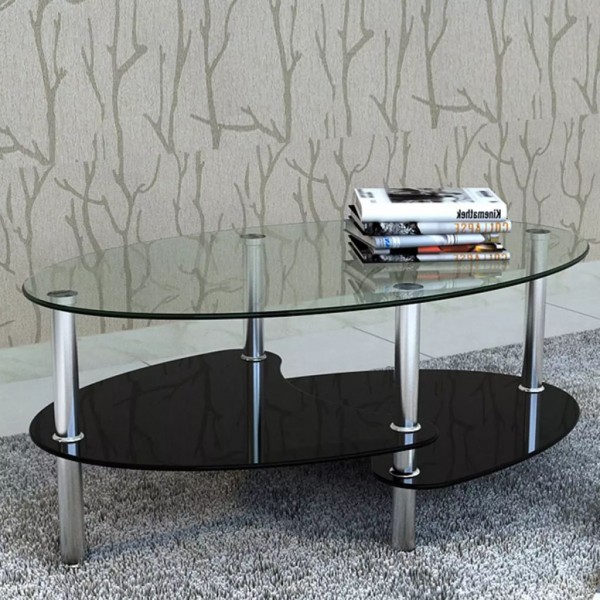 Mesa de centro de vidrio con diseño exclusivo negra