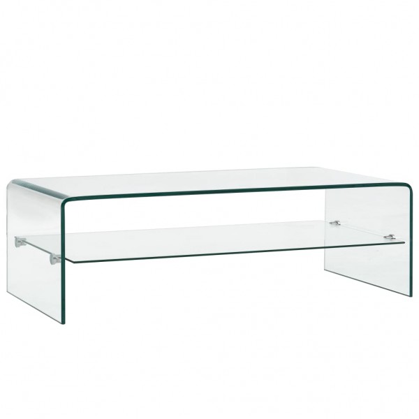 Mesa de centro de vidrio templado transparente 98x45x31 cm