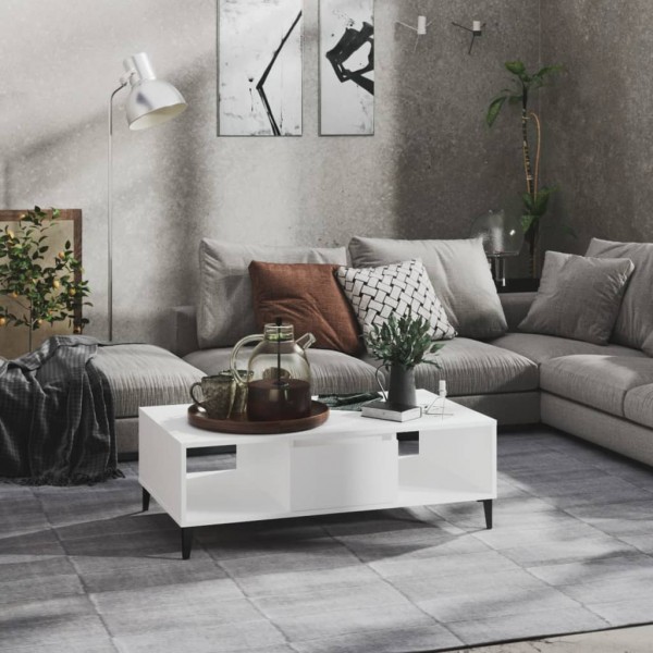 Mesa de centro madera contrachapada blanco 103.5x60x35 cm