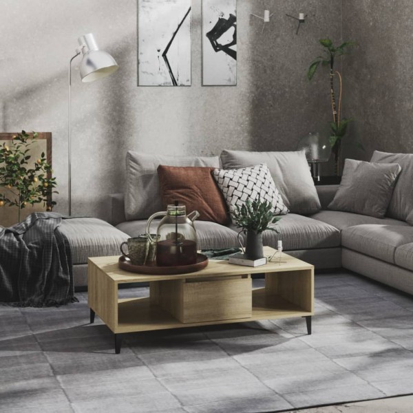 Mesa de centro madera contrachapada color roble 103.5x60x35 cm