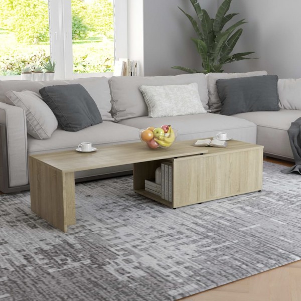 Mesa de centro madera contrachapada color roble 150x50x35 cm